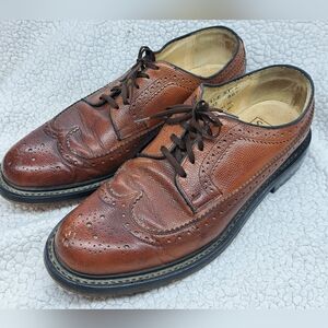 Vintage Sears Brown Leather Wingtip Brogue Oxford Shoes Men’s 8.5D Retro Preppy